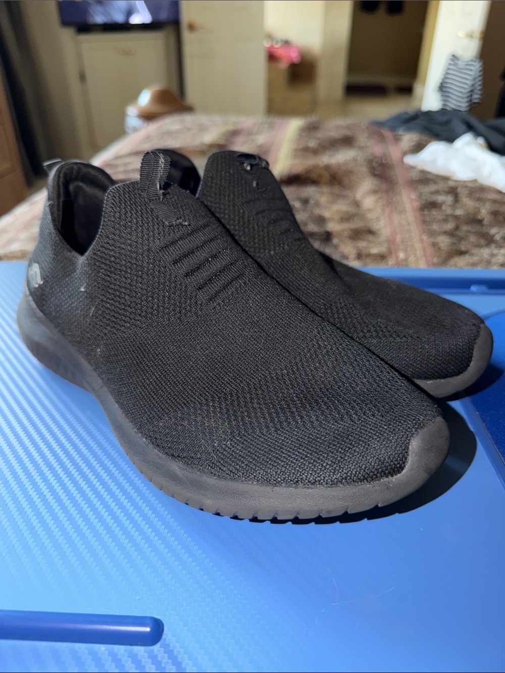 Skechers Men's All-Black Slip-On Knit Sneakers